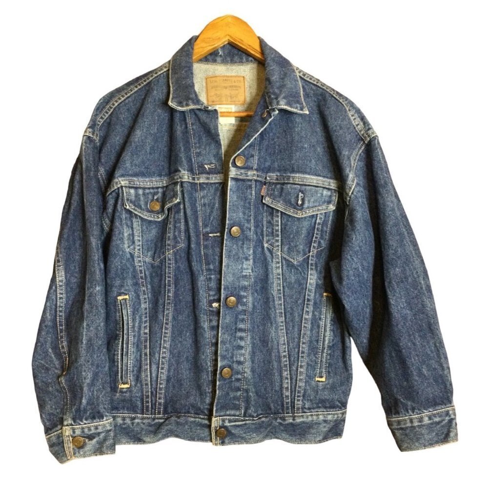 Vintage 80s Levis Denim Trucker Jacket Mens Size S Button Front